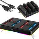 FUNDIARY Switch 2 Controller Grip Charger, [9 Lights Modes] 4 in 1 Charging Dock for Nintendo 2 Controllers, Fast Charge Station for Switch 2 Accessories Kits with USB Type-C Charging Cable, Black