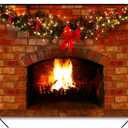 Christmas Fireplace Backdrop for Photography 7x5ft Red Brick Fireplace Decorations for Xmas Party Photo Background Pictures Studio Props
