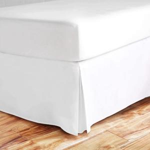 Split Corner Bed Skirt 16 Inch Drop King Size 100% Natural Cotton Wrinkle and Fade Resistant King Size, White Solid