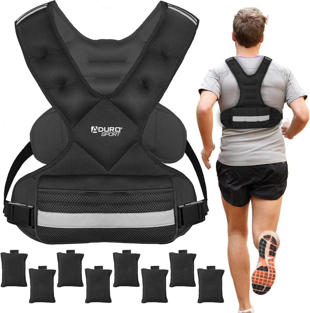 Aduro Sport Adjustable Weighted Vest Workout Equipment, 26lbs-46lbs Body Weight Vest for Men, Women, Kids, Black