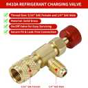 2Pcs Refrigerant Charging Valve Set, 1/4" & 5/16" Safety Adapter Flow Control Ball Valve, Brass Low Loss HVAC Fittings for R12 R22 R410 Air Conditioner Manifold Maintenance Tools