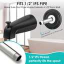 Universal Bathroom Tub Spout with Metal Tub Spout Cover Ring, 5 1/4 Inches Reach Wall Front Mount Faucet with Shower Diverter 1/2" IPS Inside Thread(Matte Black)