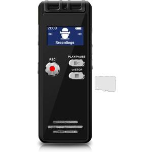 64GB Small Digital Voice Recorder - Voice Activated Recorder Rechargeable Audio Recorder MicroSD Expansion Recording Device for Lectures Meetings Interview
