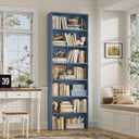 FACBOTALL 82" Tall Bookshelf, 7-Tier Open Shelves Bookcase, Freestanding Display Storage Shelves, Tall Bookcase Home Decor Furniture for Home Office, Living Room, Bedroom, Blue, Large
