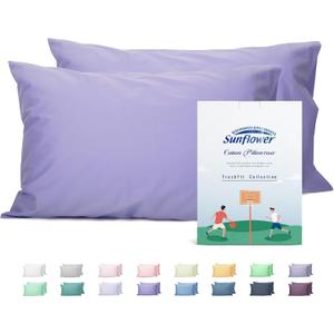 Sunflower King Pillowcases Set of 2, 100% Cotton King Pillow Cases 2, 2040 inches Lavender, Soft and Breathable
