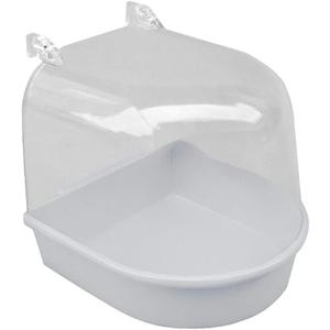 Plastic Bird Bathtub, Hanging Bird Bath Cage Transparent Bird Cleaning Box Parrot Bathing Cage, Cage Accessories Bird Supplies(White)