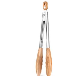 Olive Wooden Kitchen Tongs for Cooking Wooden Utensil Set Salad Tongs with Wood Tips for Serving Salad Flipping Burgers Grilling and Much More, 11.4 Inch