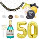 50th Birthday Decorations, Balloons, Cake Toppers and Party Banner (49 Pieces)