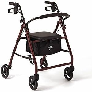 Medline Basic Rollator Four-Wheeled Rolling Walker, Steel, 6"