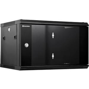 RackPath 6U Wall Mount Network Rack Cabinet Quiet Cooling Fan, Locking Glass Door, 17.7" Deep (450mm), Removable Locking Side Panels, Fits 19" IT & A/V Equipment