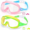 EverSport 2 Pack Kids Swimming Goggles, Anti-fog Swim Goggles for Toddler Girls Boys 3-15 (Pink & Yellow Green)