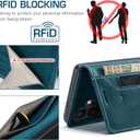 for Samsung Galaxy S25 Plus Case, [RFID Blocking] PU Leather Wallet Cover Magnetic Flip Cover Card Holder Kickstand Shockproof Protective Phone Case for Samsung Galaxy S25 PlusBlue Green