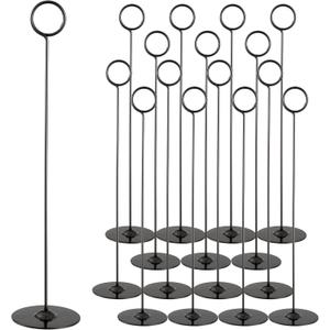 ERYTLLY 16PK Place Card Holders 12 Inch Table Number Holders Table Card Holders Steel Card Holders for Birthdays,Weddings,Photos, Food Signs, Memo Notes, Restaurants (Black)