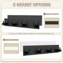 VIS'V Magnetic Key Holder Wall Mount, Metal Adhesive Key Hanger with 4 Hooks, No Drilling, 2 Mount Options, Black, Large