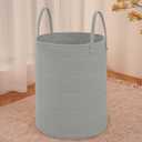 JMvicyroam Large Woven Laundry Basket Hamper,100L Cotton Rope Storage Bin for Blankets,Toys and Clothes,Decorative Tall Nursery Hamper for Living Room,Baby Nursery,Bathroom and Bedroom,Grey