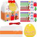Eaasty 12 Sets Gingerbread Treat Box Craft Kit for Christmas Make Your Own Gingerbread House Craft with Stickers and Ribbons for Xmas Party Favor Boxes