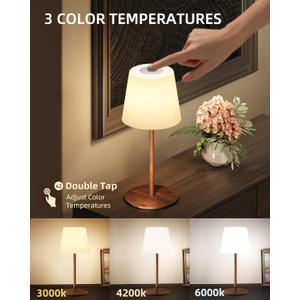 EZVALO Cordless Table Lamp IP65 Waterproof, Rechargeable Shower Lamp with 4500mAh Battery Operated, 3 Color Temps Dimmable LED Night Light for Living Room, Bathroom, Kitchen, Patio & Camping