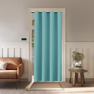 ChrisDowa Blackout Curtains 80 Inches Long for Doorways and Closets, Thermal Insulated Temporary Room Dividers (1 Panel, Aqua, 34 x 80 Inch)