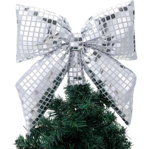 Disco Bow Christmas Tree Topper Vintage Disco Mirror Bow Ornaments Xmas Tree Topper Decorations for Christmas Party Holiday Wedding Birthday Home Indoor Decor