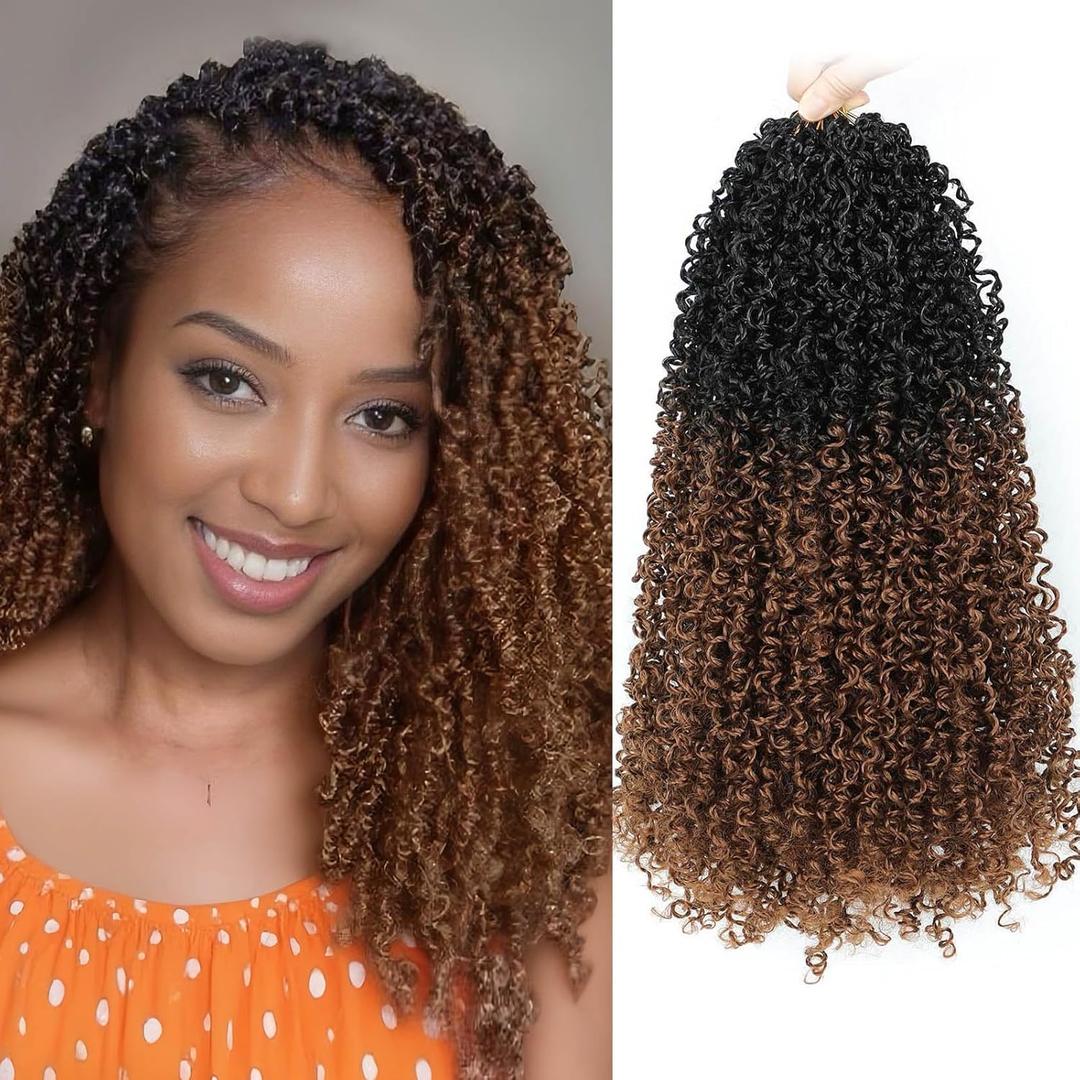 Aksice 18 Inch 8 Packs Yanky Twist Crochet Hair for Women Pre-looped Mini Twist Hair Bohemian Passion Twist Crochet Hair Boho Crochet Braids Synthetic (#OT30)