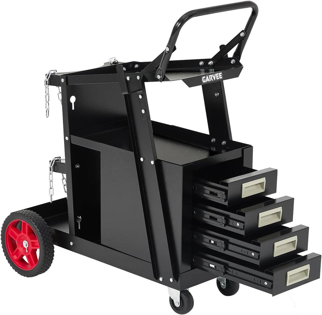 Garvee Welding Cart with Drawers, Welder Cart for Mig/Tig Welder