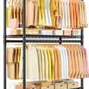 ULIFHOME P5 Plus Rolling Clothes Rack Heavy Duty, Clothing Racks for Hanging Clothes, Metal Garment Rack with Wheels, 3-Tier Portable Closet Rack 45'' W 20.5'' D 80.5'' H, Max Load 660 Lbs, Black