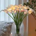 LED Lighted Artificial Flowers Calla Lily Bouquet Lamp 20 stems Real Touch Calla Faux Flower Lights for Valentine's Day Gift and Easter Home Kitchen Wedding Dining Table Decor(Whitepurple, No Vase)