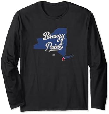 Breezy Point New York Queens NY Map Long Sleeve T-Shirt, L