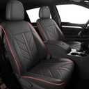 TZAUT-AXLE Fit Highlander Car Seat Covers 2020 2021 2022 2023 2024, Leather Seat Cover fits 8 Seater Highlander Interior Accessories, black and red