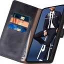 SUANPOT Design for iPhone 15 6.1" Kickstand Protective Wallet case with RFID Credit Card Holder,Flip Folio Book PU Leather Shockproof Cover Women Men for Apple 15 Phone case Black