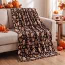 Horaldaily Fall Black Football Leaves Flannel Throw Blanket 50x60