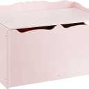 Amazon Basics Kids Wooden Toy Storage Chest with Safety Lid, Spacious Organizer for Bedroom, Pink, 30" x 18" x 19"