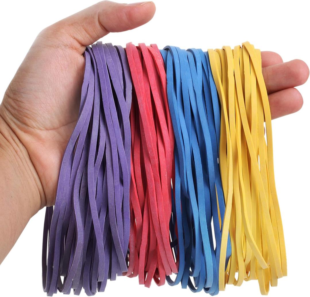 Mr. Pen- Large Assorted Color Rubber Bands, 120 Pack, Giant Elastics for Office (Blue, Red, Yellow and Purple)