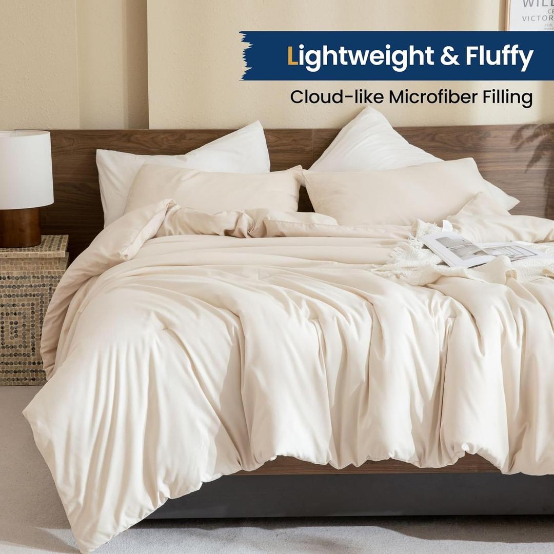 Beige Comforter California King, Cream Oversized King Comforter, Lightweight Solid Neutral Bedding Duvet, All Seasons Soft Cal King Comforter  (104x96In)