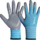 2 x ANDANDA 1/12 Pairs Work Gloves, Strong Grip, Seamless Knit Nylon Nitrile Work Gloves Men Suitable for General Work, Green