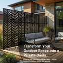 Metal Privacy Screen Outdoor 6FT Freestanding Decorative Steel Panel with Stand, Laser-Cut Chevron Pattern Modern Privacy Divider, Rustproof & Weather-Resistant Screen for Patio, Garden & Backyard
