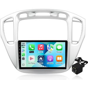 4 Core 64G Android 14 Double Din Car Stereo for Toyota Highlander 2000-2007 with 9 Inch Touchscreen Radio Built-in Wireless Carplay/Android Auto/GPS/Bluetooth/AUX/Steering Wheel Controls/Backup Camera