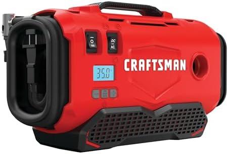 CRAFTSMAN V20 Tire Inflator Portable Air Compressor, Car Air Pump, 3 Modes Tire Pump: Cordless, 120V Corded, and 12V Car Adapter, Battery Sold Separately (CMCE520B)