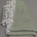 Laolitou Sage Green Spring Tablecloth Rustic Textured Table Cloth Cotton Linen Waterproof Tablecloths Burlap Table Cloths for Kitchen Dining,Party,Holiday,Christmas, Rectangle 55''x75'',4-6 Seats
