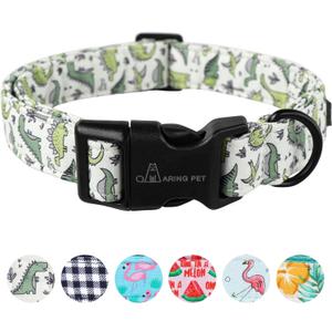ARING PET Dinosaur Dog Collar-Cute Dog Collar for Small Dogs, Adjustable Comfortable Cotton Boy Dog Collars for Small Dogs, Small