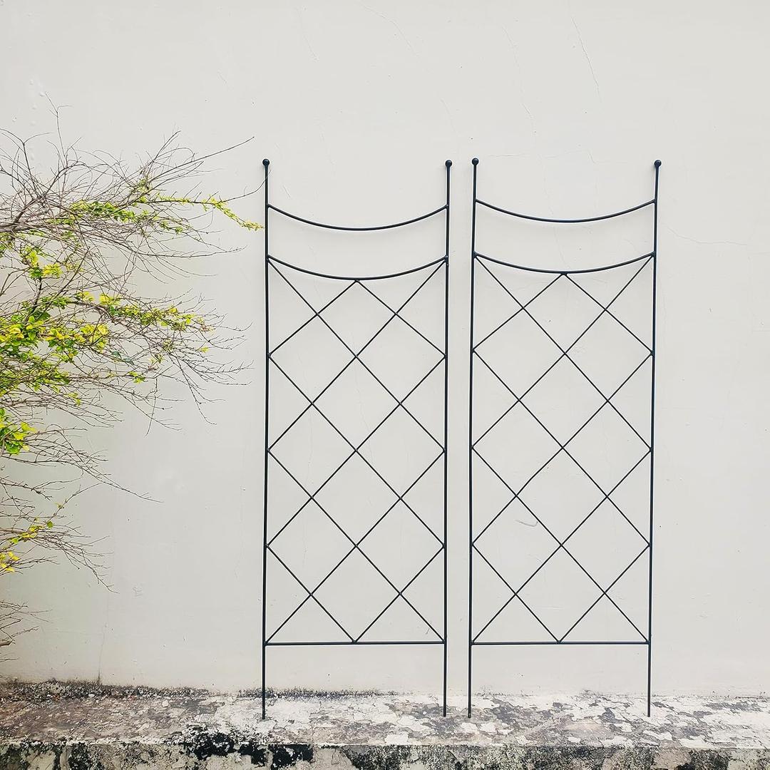 45.3" H x 15" W Metal Garden Trellis for Climbing Plants, Black Iron Trellis for Vines Plant Rose Vegetable Support,Large Decorative Outdoor Trellis2 Pack