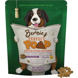 Perfect Poop Digestion & General Health Supplement for Dogs: Fiber, Prebiotics, Probiotics & Enzymes Relieve Digestive Conditions, Optimize Stool, and Improve Health (Chicken, 30.0 oz)