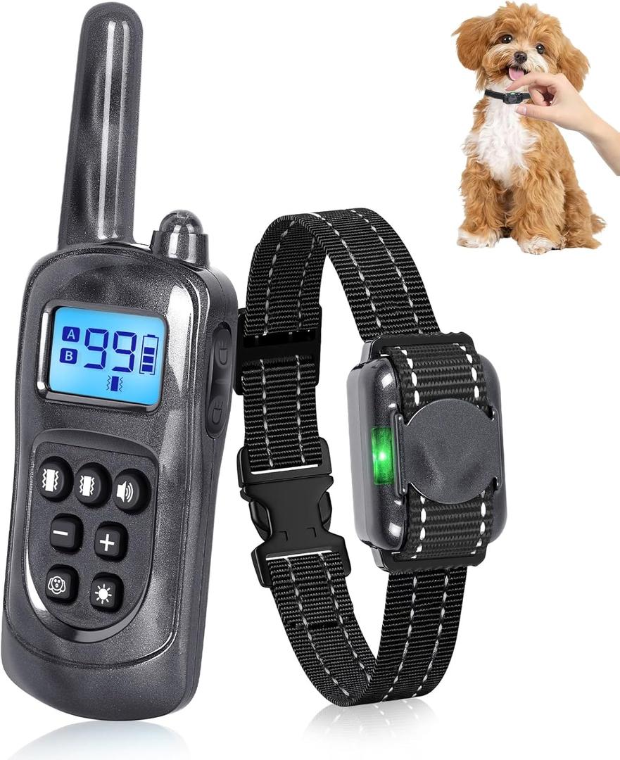 No Shock Dog Training Collar with Remote 2000ft, Smallest and Lightest Dog Vibration Collar for Small Dogs 5-15lbs, Beep and Vibrate Only, Safety Lock, Waterproof, Vibrating Dog Collar-No Prongs, Grey