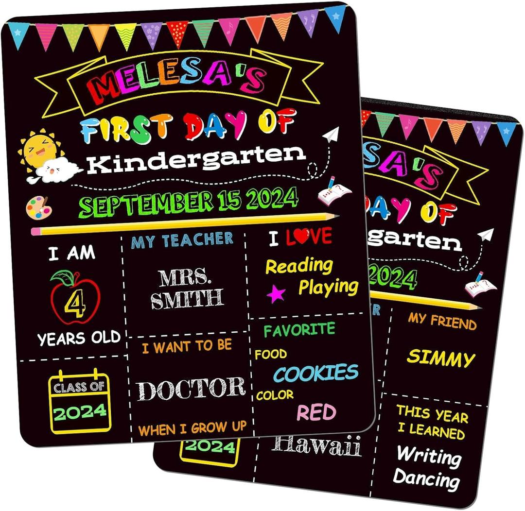 3 x Double-Sided First Day of School and Last Day of School Chalkboard Sign, 12 x 10 inches, Wooden, Reusable, for Kids, Preschool, Kindergarten, 1st Grade (Black, 10 * 12")