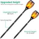 TomCare Solar Lights, 43" Waterproof Flickering Flames 96 LED Torches Outdoor Landscape Decoration Lighting Auto On/Off Pathway Lights for Garden Patio Yard, Black(4)