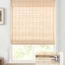 2pcs UNISHADES No Drill Cordless Bamboo Roman Shades, 24×64 in, Natural