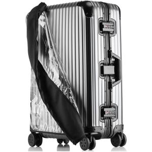 Linpr Transparent PVC Suitcase Cover, No Disassembly Required Clear Luggage Protector Suitcase Cover (30, Black)