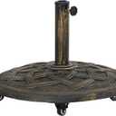 Outsunny Round Patio Umbrella Base with Wheels, 44 lbs Resin Umbrella Stand Base, Heavy Duty Patio Umbrella Holder for 1.3"/1.5"/1.9" Umbrella Poles for Outdoor, Lawn, Poolside, Bronze