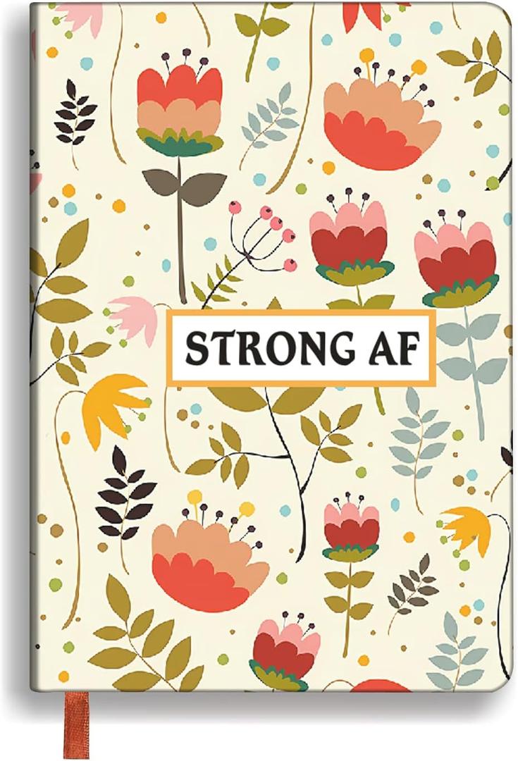 Inspirational Gift Motivational Leather Journal Encouragement Gift Inspirational Lined Journal Notebook Leather Hardcover Notebooks for Writing A5 Notebook (STRONG AF)