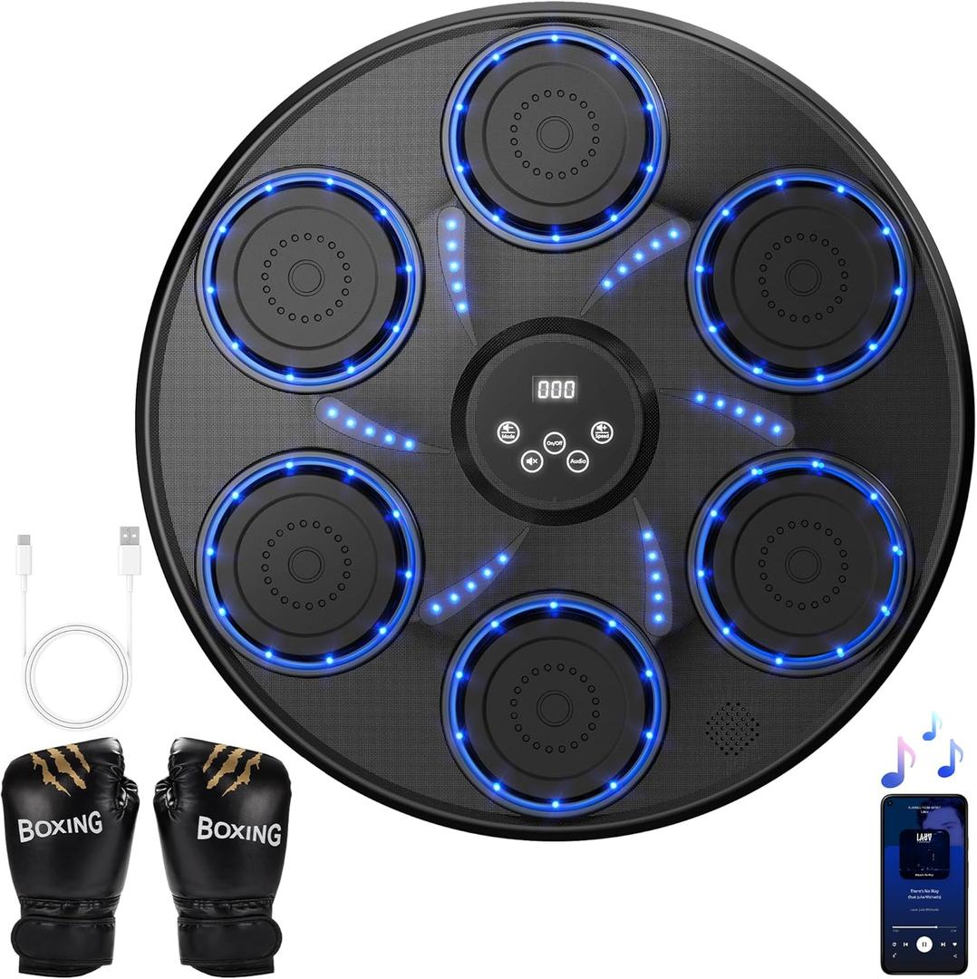 Music Boxing Machine for Adults and Kids, Boxing Machine with Gloves, Sounding Punch Boxing Machine, Boxing Punching Machine, Large Size Wall Mounted Electronic Boxing Target with 9 Speeds & Modes